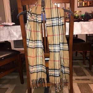 BEIGE BLACK WHITE AND RED PLAID SCARF